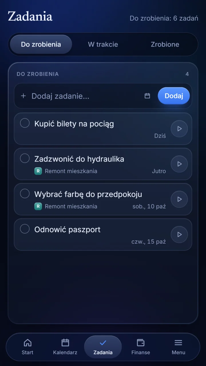 Zadania: lista tego, co jest do zrobienia